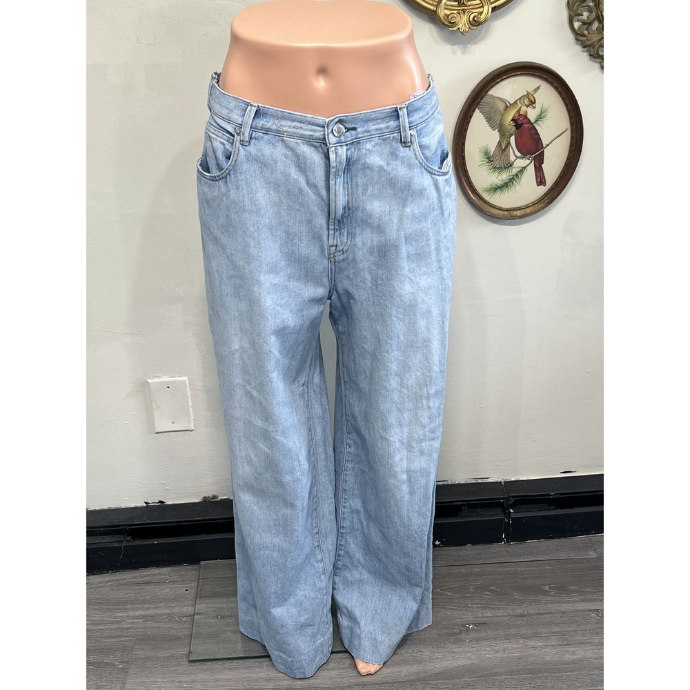 Everlane The Summer Wide-Leg Crop Light Wash Denim Jeans Size